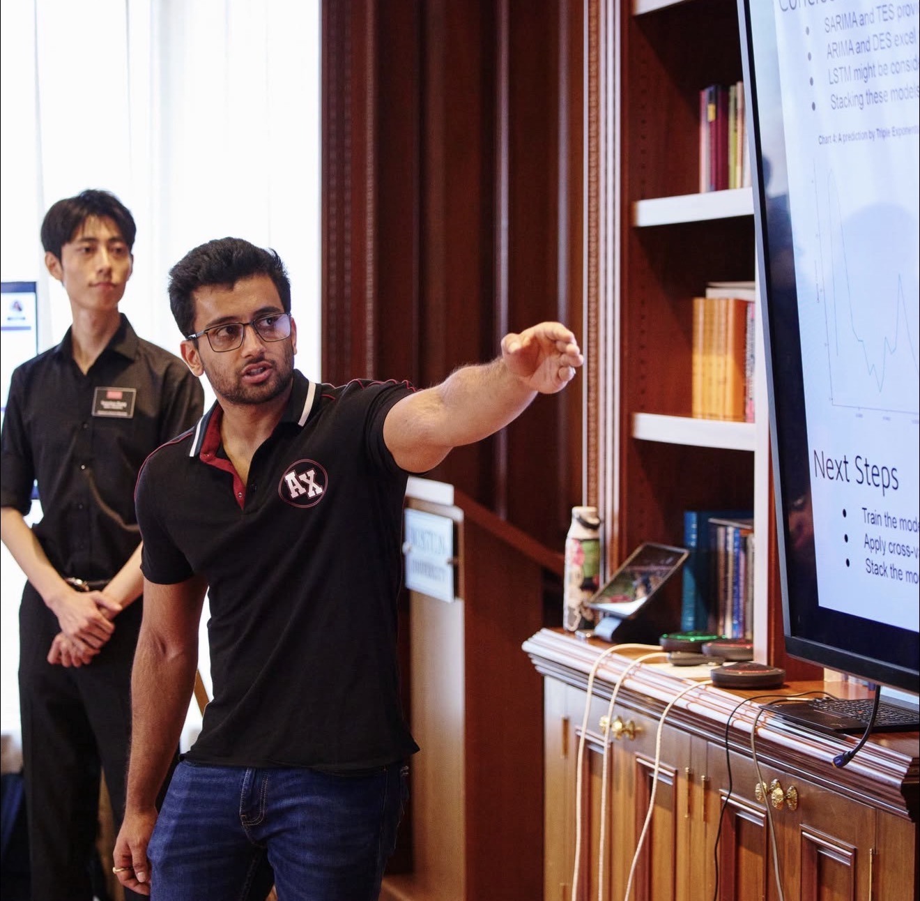 Shubham Mishra presenting forecasting work to stakeholders during his Spinnaker Analytics internship
